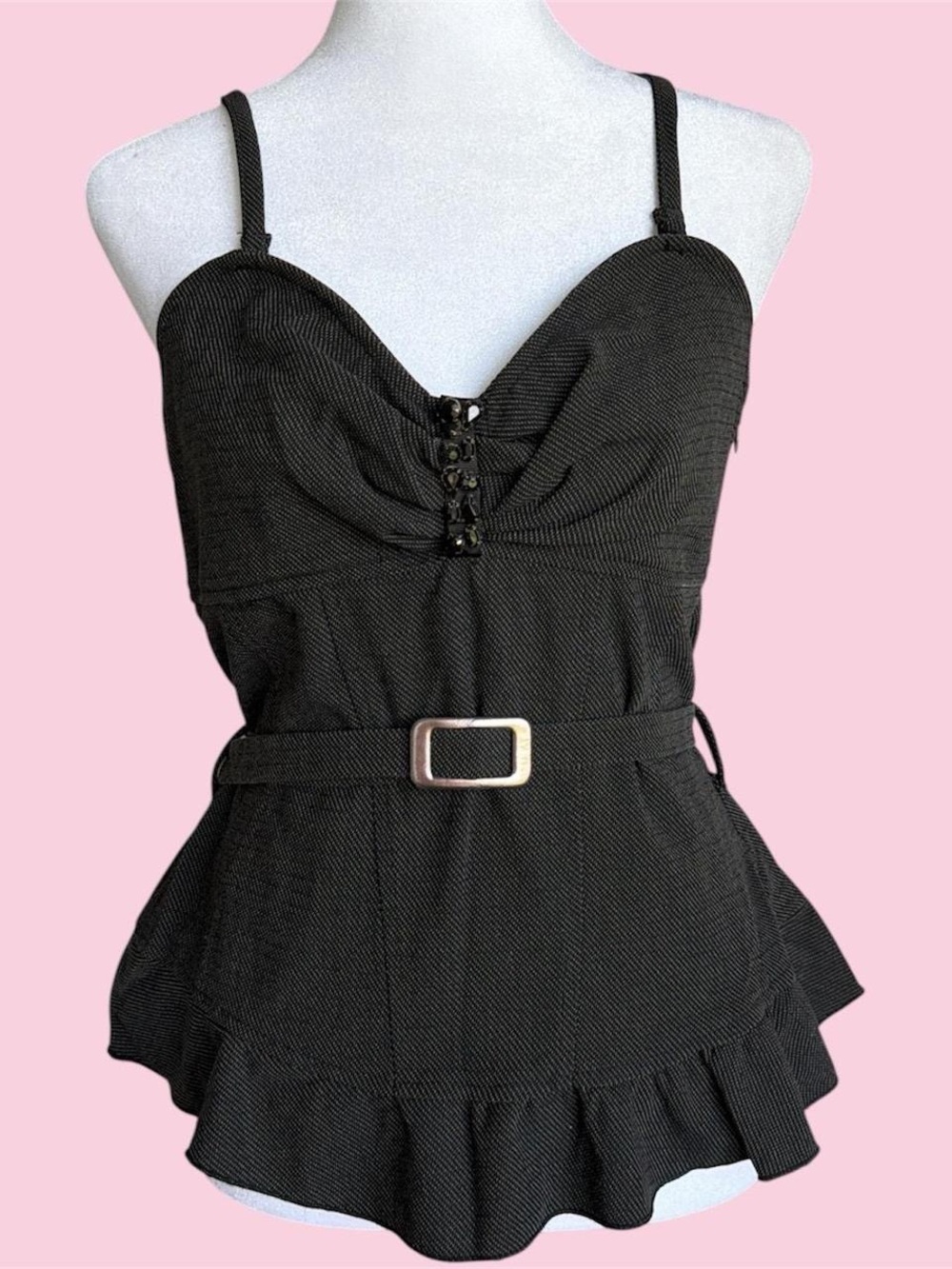 Y2K Office Siren Euro Belted Cami top Made in Italy